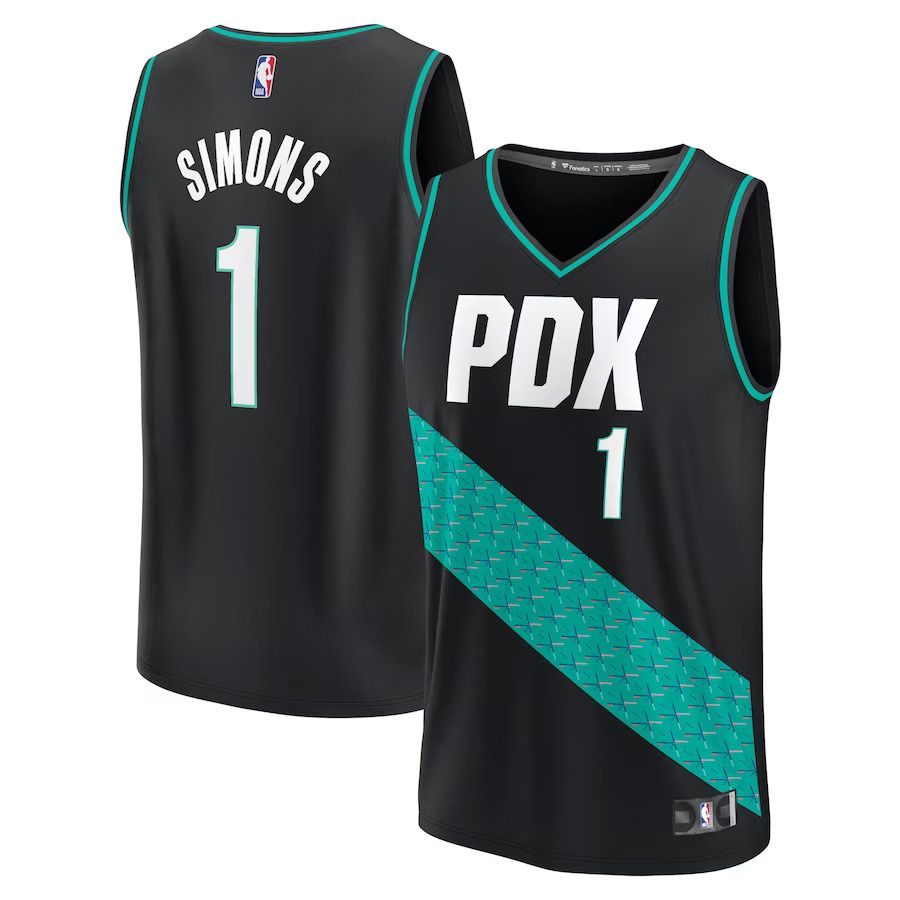 Men Portland Trail Blazers #1 Anfernee Simons Fanatics Branded Black City Edition 2022-23 Fastbreak NBA Jersey->portland trail blazers->NBA Jersey